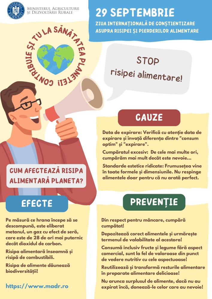 Campania „Și tu poți proteja planeta! Împreună dăm startul la reducerea risipei de alimente!”